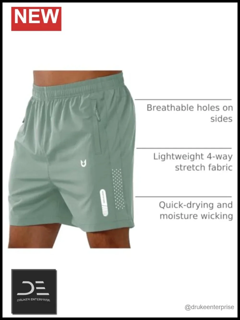 Men's Athletic Running Shorts Gym Workout Quick Dry 3 Zipper Pockets